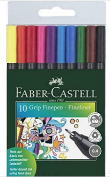 Faber-Castell Grip Finepen - Assorted Colours (Wallet of 10)